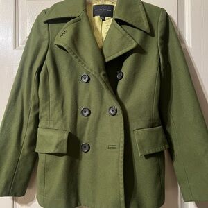 Banana Republic Olive Double-Breasted Peacoat
